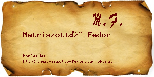 Matriszottó Fedor névjegykártya